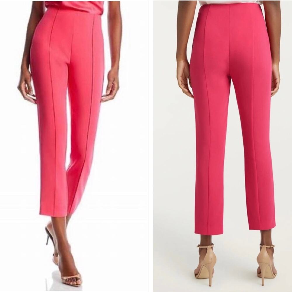 NWT Cinq à Sept Brianne Pintuck Crepe Pants Side Slit Hot Pink Women’s size 8